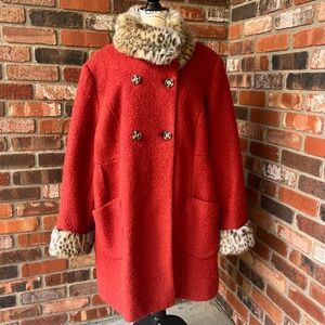 APT 9 BURNT ORANGE WOOL HOODED PEA COAT  SIZE 2X